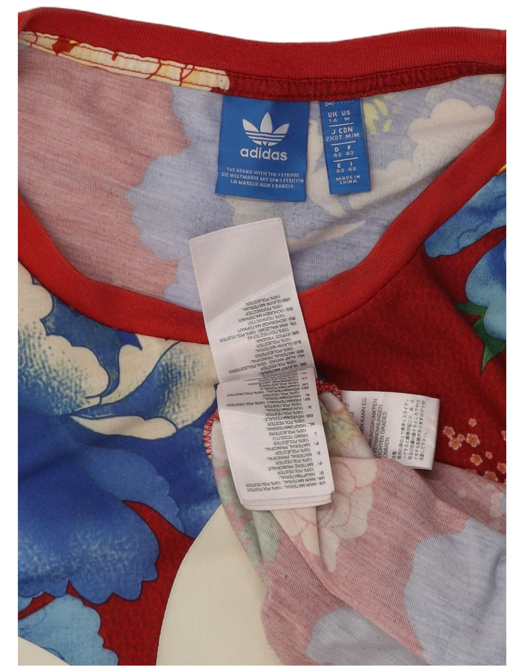 Tricou grafic ADIDAS pentru femei Top UK 14 mare, roșu, cu flori din poliester