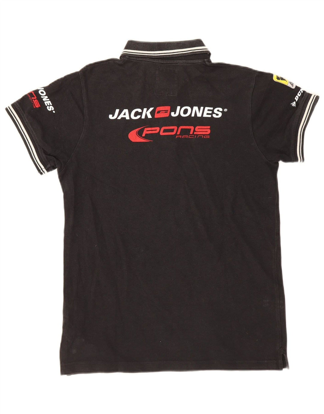 Jack & Jones Tricou polo cu grafică pentru bărbați, bumbac negru mic
