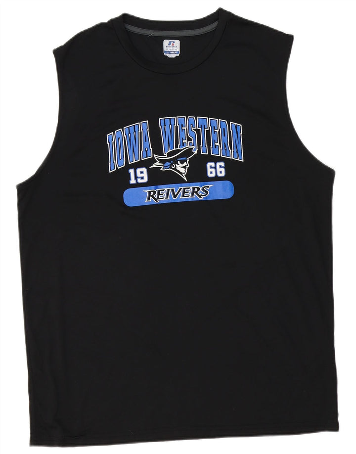 Vestă cu grafică Dri-Power pentru bărbați Russell Athletic XL, negru