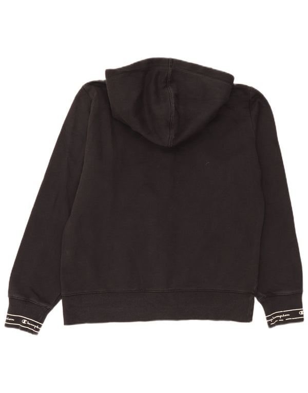 Pulover pentru femei Champion, cu fermoar, cu capota, UK 18 XL, bumbac negru