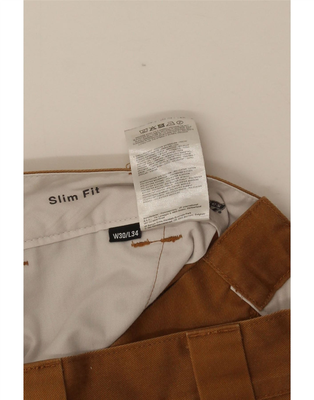 Pantaloni chino slim pentru bărbați Dickies L32 L32 Poliester maro