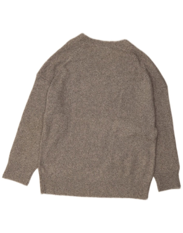 Pulover cu decolteu în V pentru femei Zara UK 14 Medium Gri Acrilic