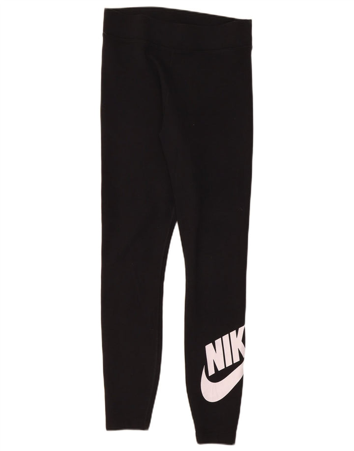 Leggings grafic Nike pentru femei UK 12, bumbac mediu negru