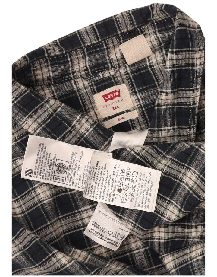 Cămașă subțire Levi's pentru bărbați 2XL, bumbac cu carouri bleumarin