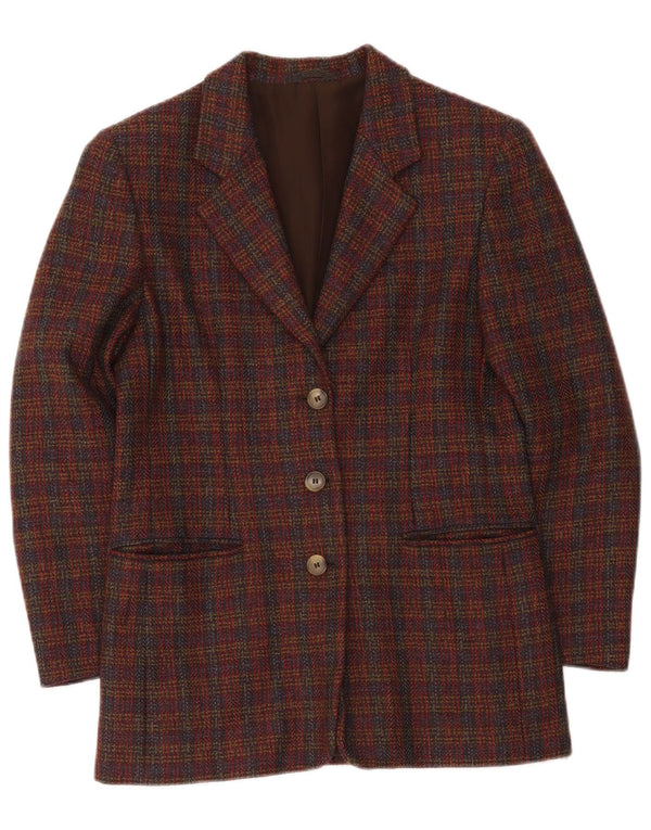 Jachetă vintage pentru femei cu 3 nasturi, blazer supradimensionat, UK 10 mic, burgundă