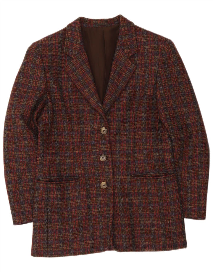 Jachetă vintage pentru femei cu 3 nasturi, blazer supradimensionat, UK 10 mic, burgundă