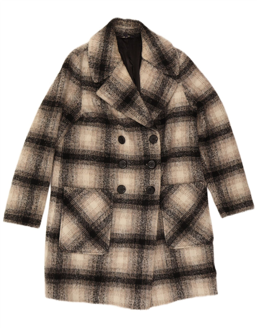 Marks & Spencer palton dublu pentru femei UK 14 mare, bej, carouri