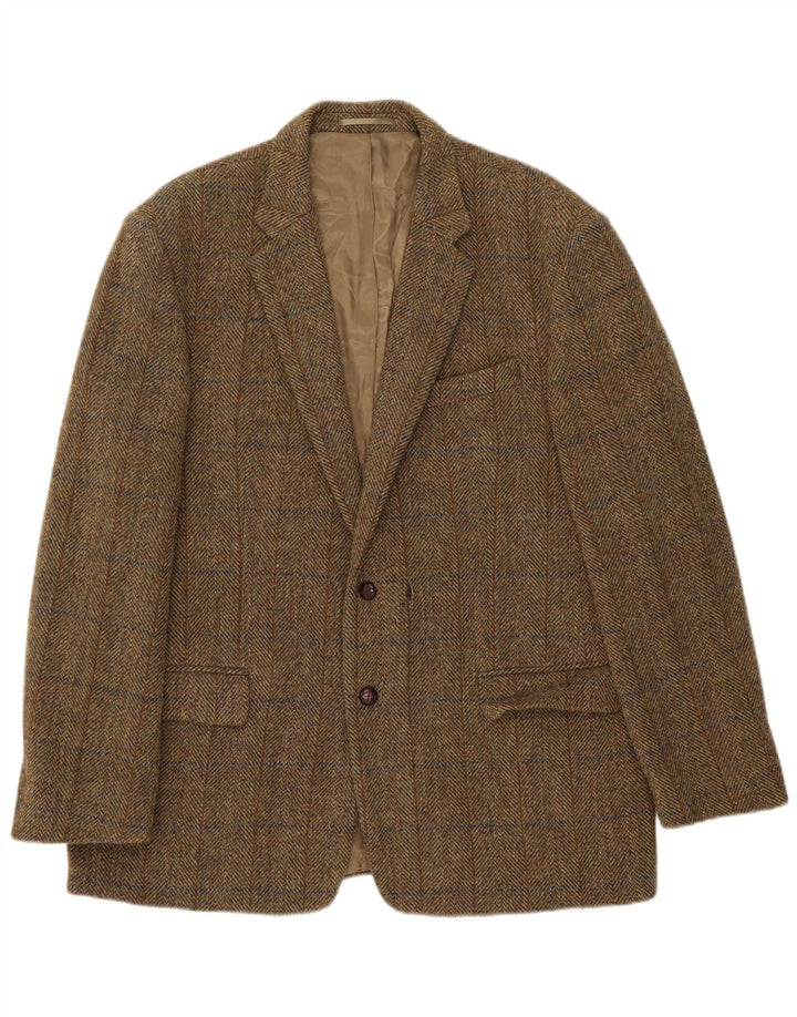 HARRIS TWEED Jachetă pentru bărbați cu 2 nasturi, UK 44 2XL Kaki Check Lână