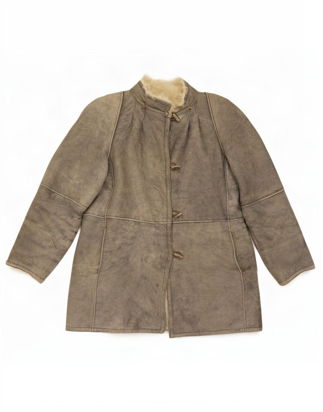 Jachetă vintage pentru femei din shearling IT 46 Large Gri