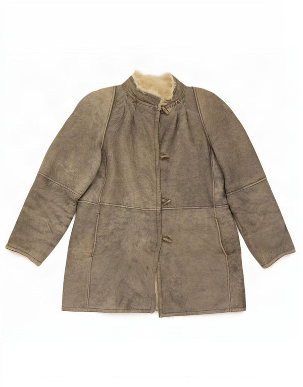 Jachetă vintage pentru femei din shearling IT 46 Large Gri