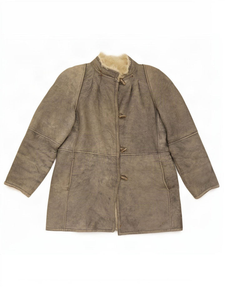 Jachetă vintage pentru femei din shearling IT 46 Large Gri