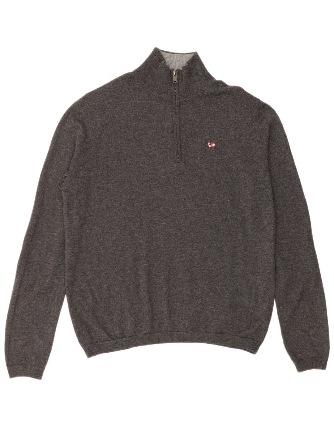 Pulover pentru bărbați NAPAPIJRI Geographic, cu fermoar și gât, din lână merinos, gri mediu