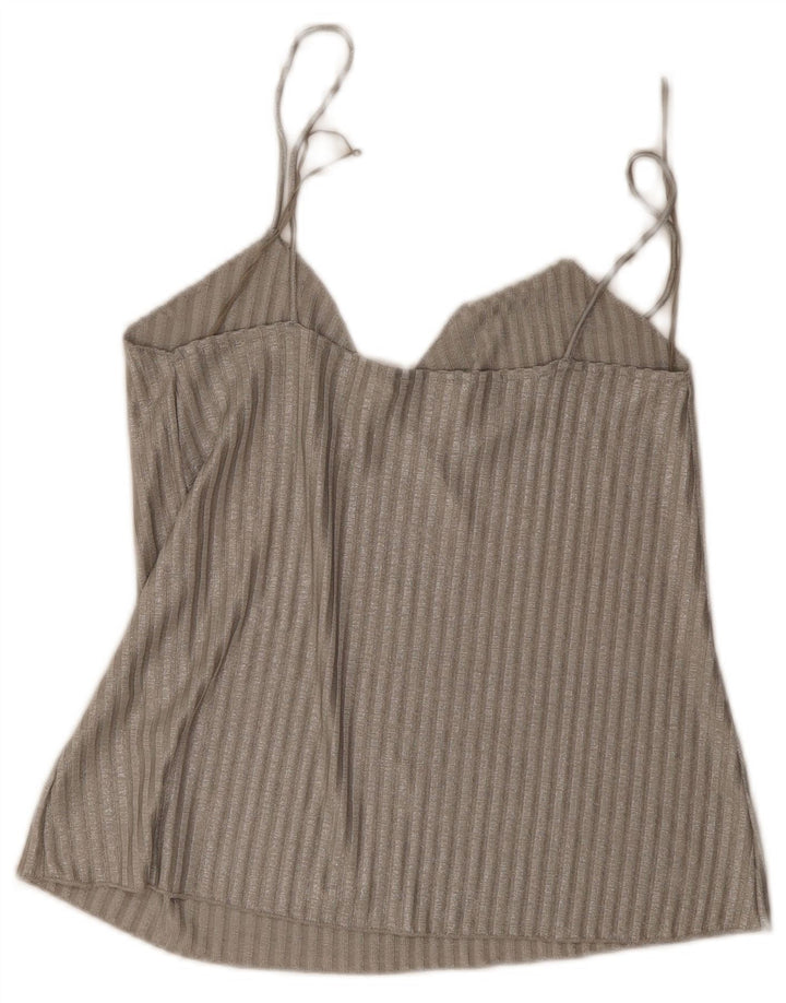 Top camis pentru femei Zara UK 14 Medium Gri Poliester cu dungi