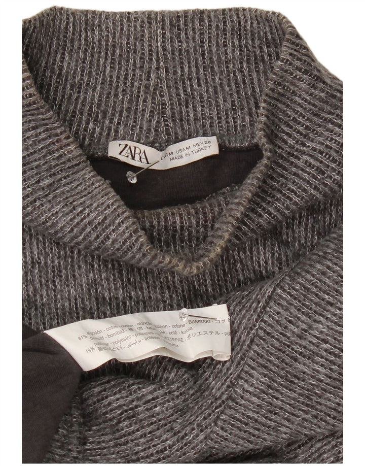 Pulover cu gât țestoasă pentru femei Zara UK 14 Medium Gri Pete