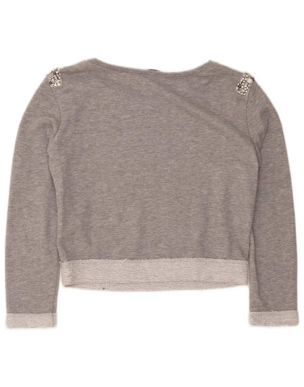 Pulover supradimensionat pentru femei Guess Crop, UK 6 XS, bumbac gri