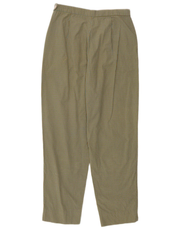 Pantaloni tăiați vintage pentru femei IT 40 Small W26 L24 Green Vichy