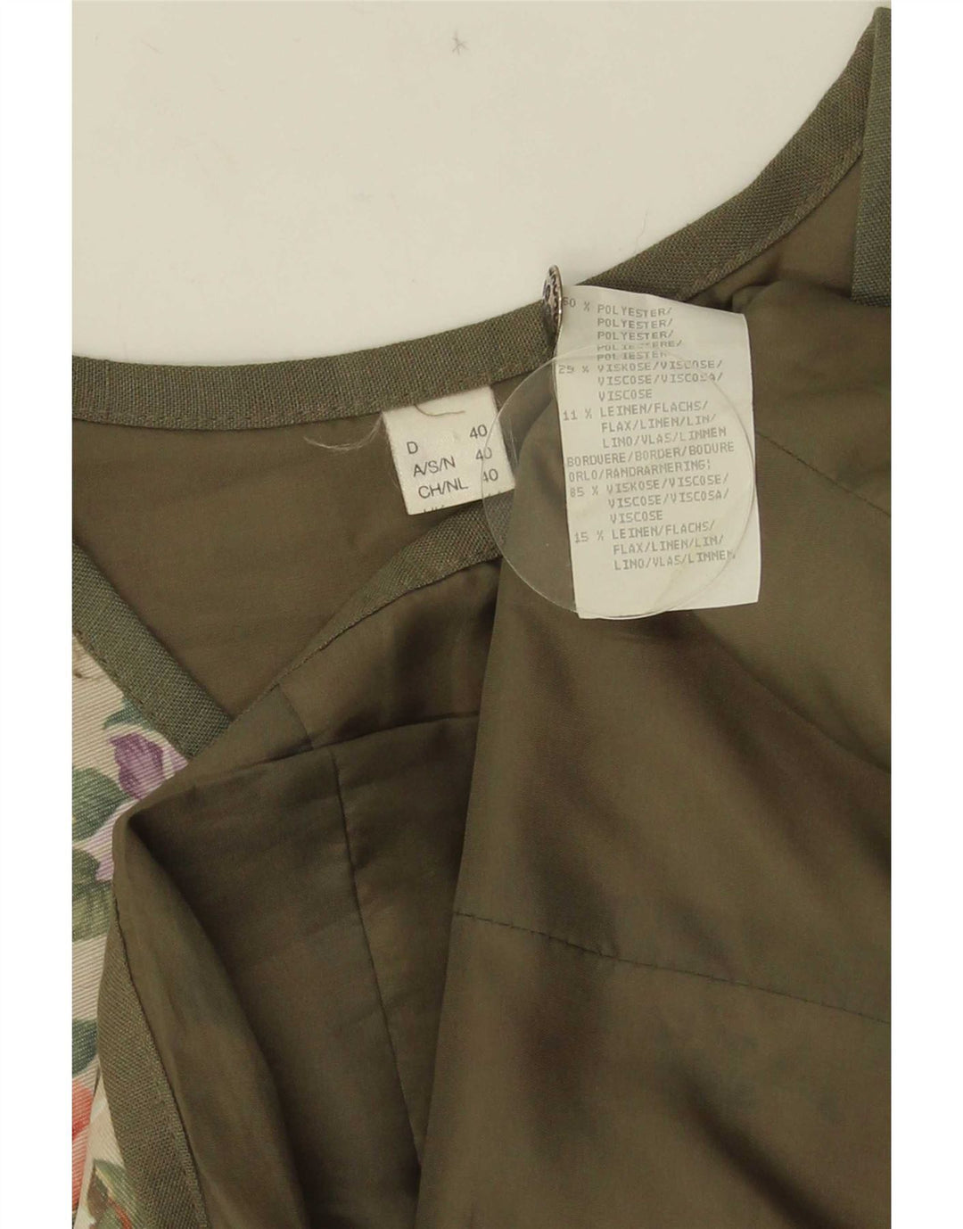 Vestă vintage pentru femei EU 40 Medium Bej Poliester Floral