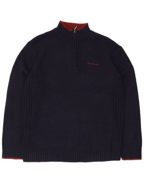 Pulover pentru bărbați Pierre Cardin, cu fermoar, cu gât, mare, albastru acrilic