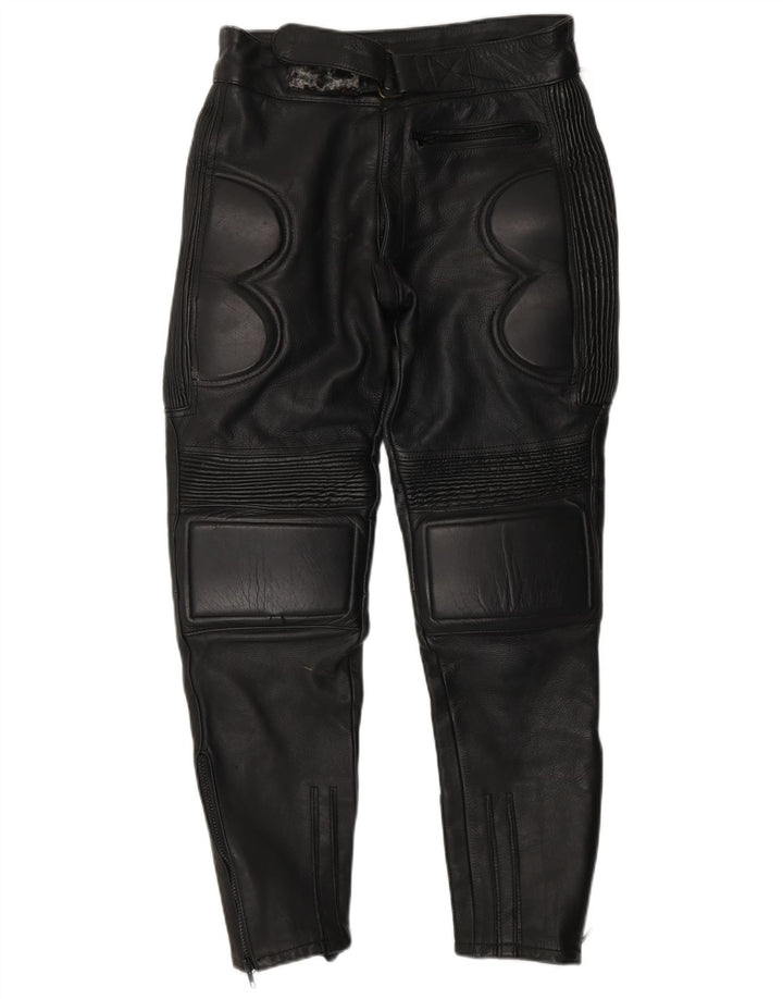 Pantaloni motociclisti din piele pentru bărbați VINTAGE W32 L23 negri
