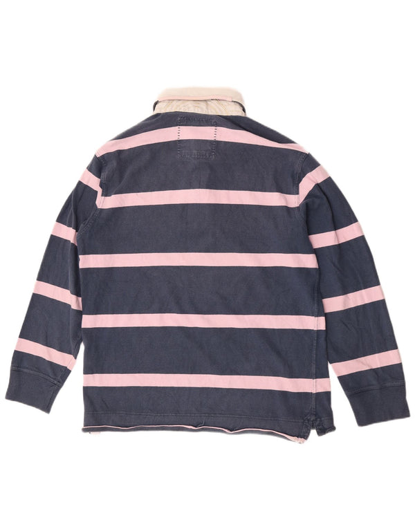 Crew Clothing Tricou polo rugby cu mânecă lungă pentru bărbați, mediu bleumarin, în dungi