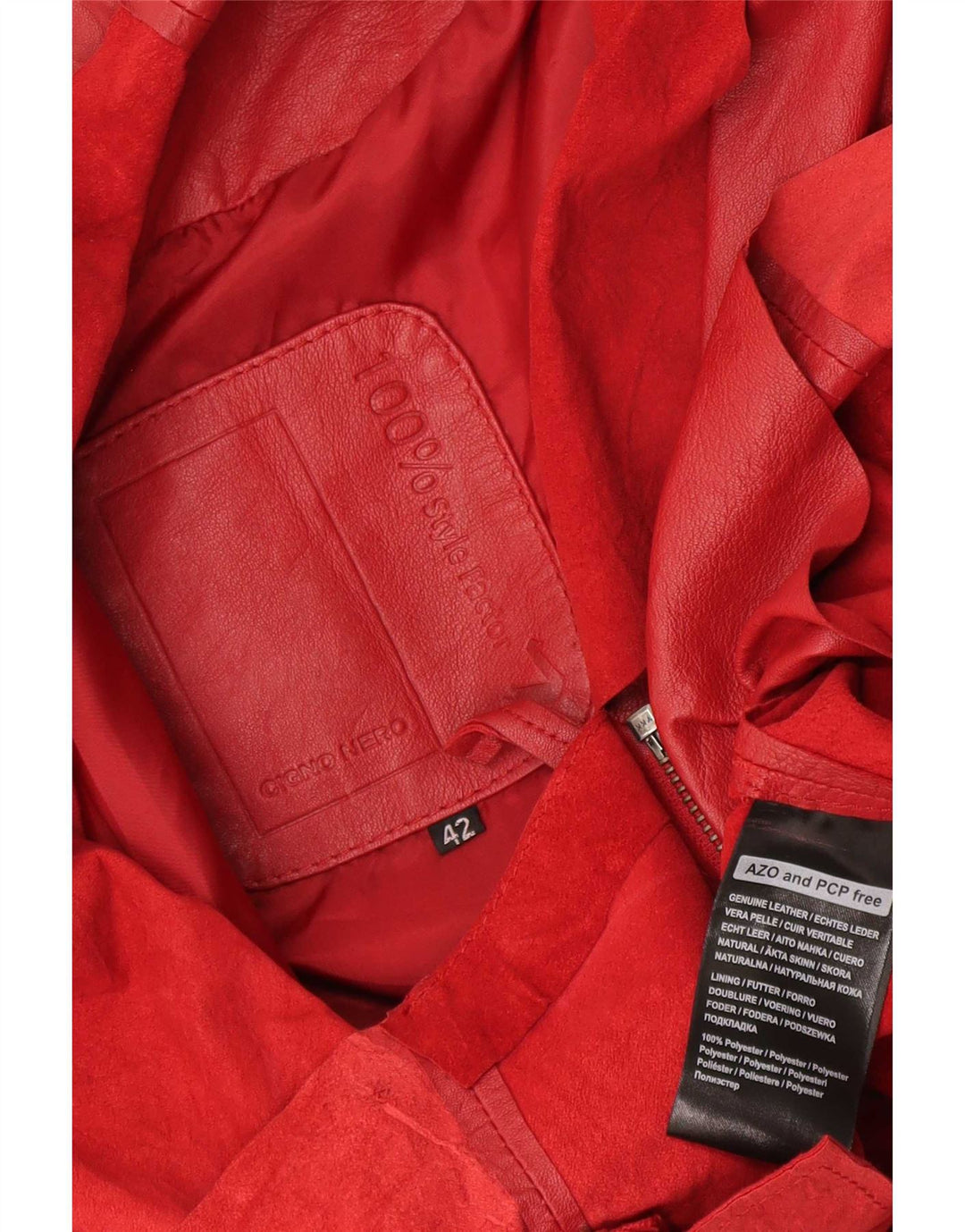 Jachetă Blazer din piele pentru femei Cigno Nero IT 42 Medium Red