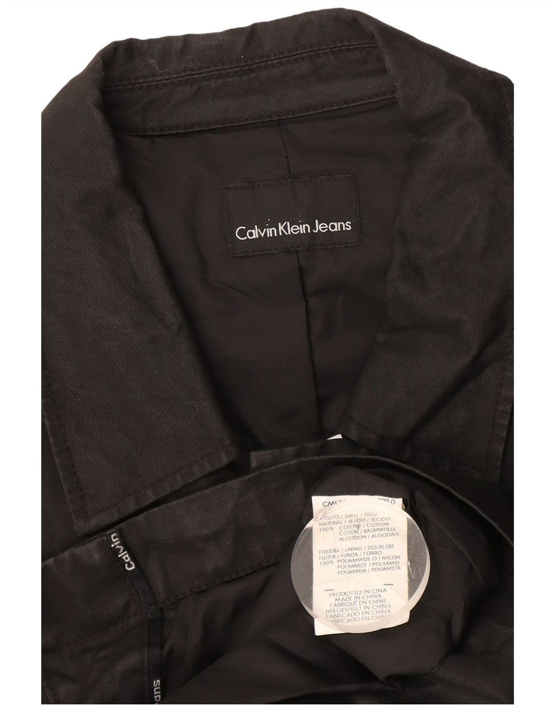 Jachetă militară pentru bărbați Calvin Klein UK 38, bumbac mediu negru