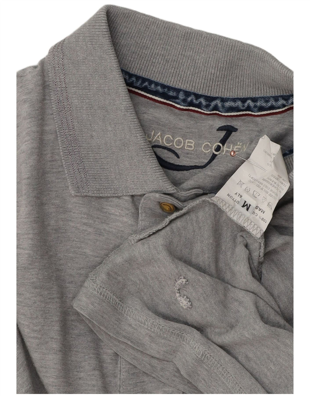 JACOB COHEN Tricou polo cu mânecă lungă pentru bărbați, bumbac cu pete gri mediu