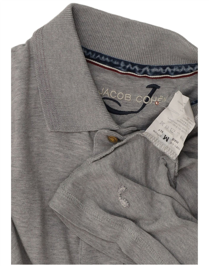 JACOB COHEN Tricou polo cu mânecă lungă pentru bărbați, bumbac cu pete gri mediu