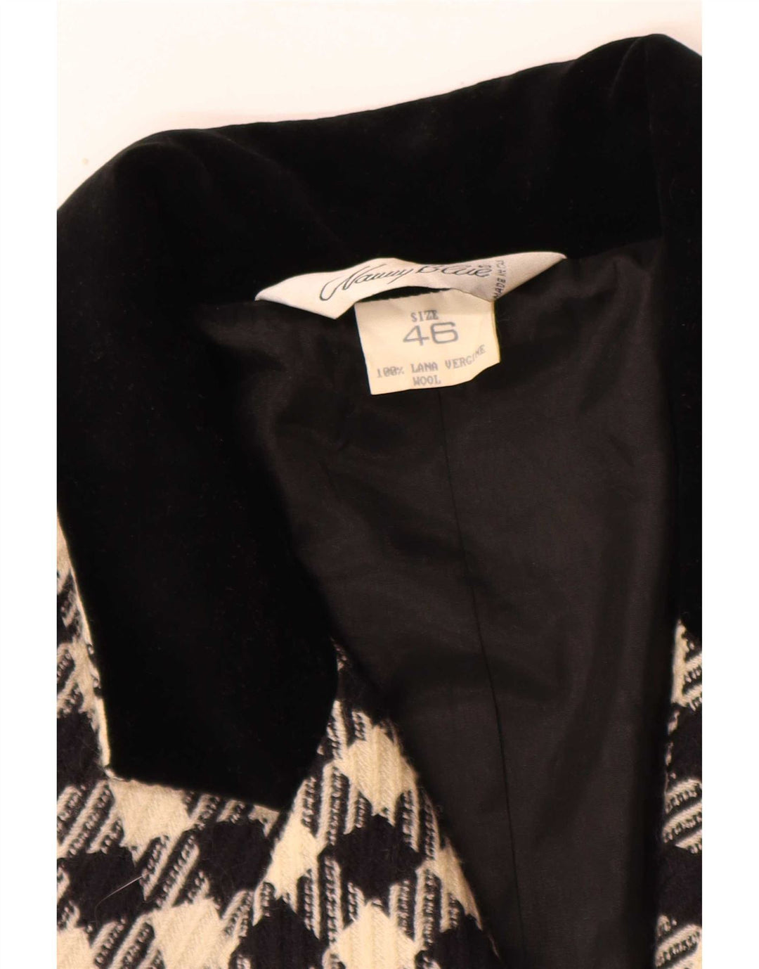 Jachetă vintage pentru femei cu 3 nasturi IT 46 Large Black Houndstooth Classic