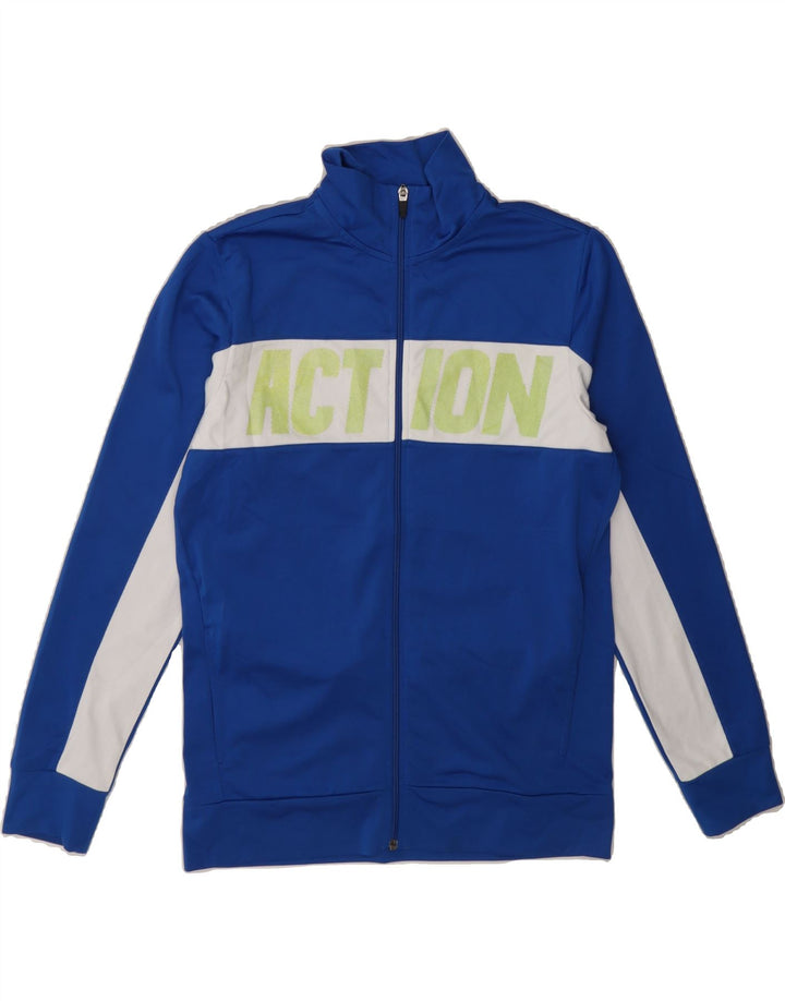 BENETTON Boys Graphic Tracksuit Top Jacket 13-14 Years Blue Colourblock Vintage Benetton and Second-Hand Benetton from Messina Hembry 