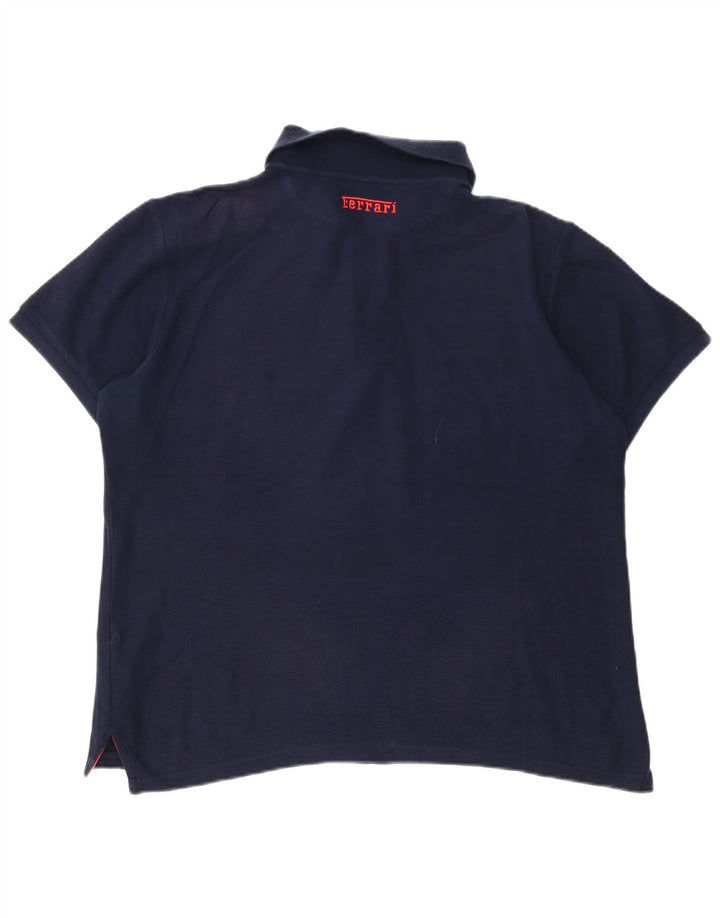 Tricou polo Ferrari pentru bărbați, bumbac, albastru bleumarin mediu
