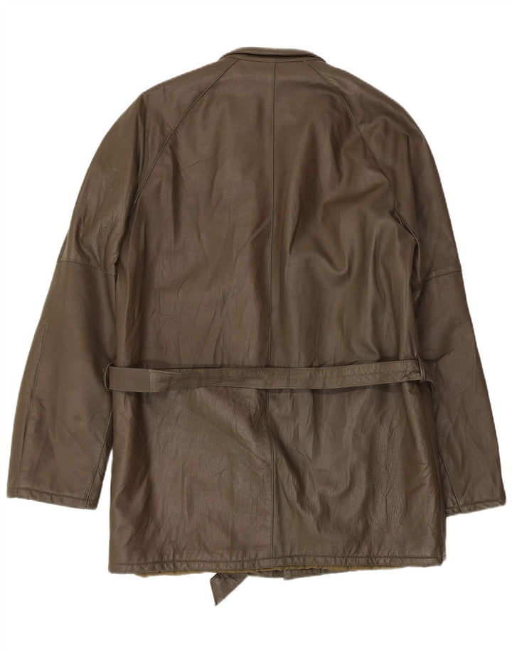 VINTAGE Mens Leather Jacket IT 48 Medium Green Leather