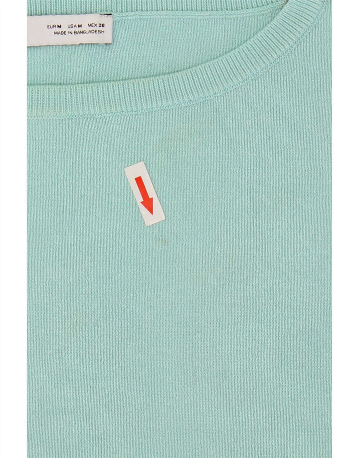 Top tricou pentru femei Zara UK 12 Medium Turcoaz Viscose