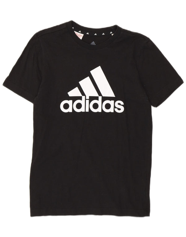 Adidas Boys Graphic T-Shirt Top 13-14 Years Black Cotton