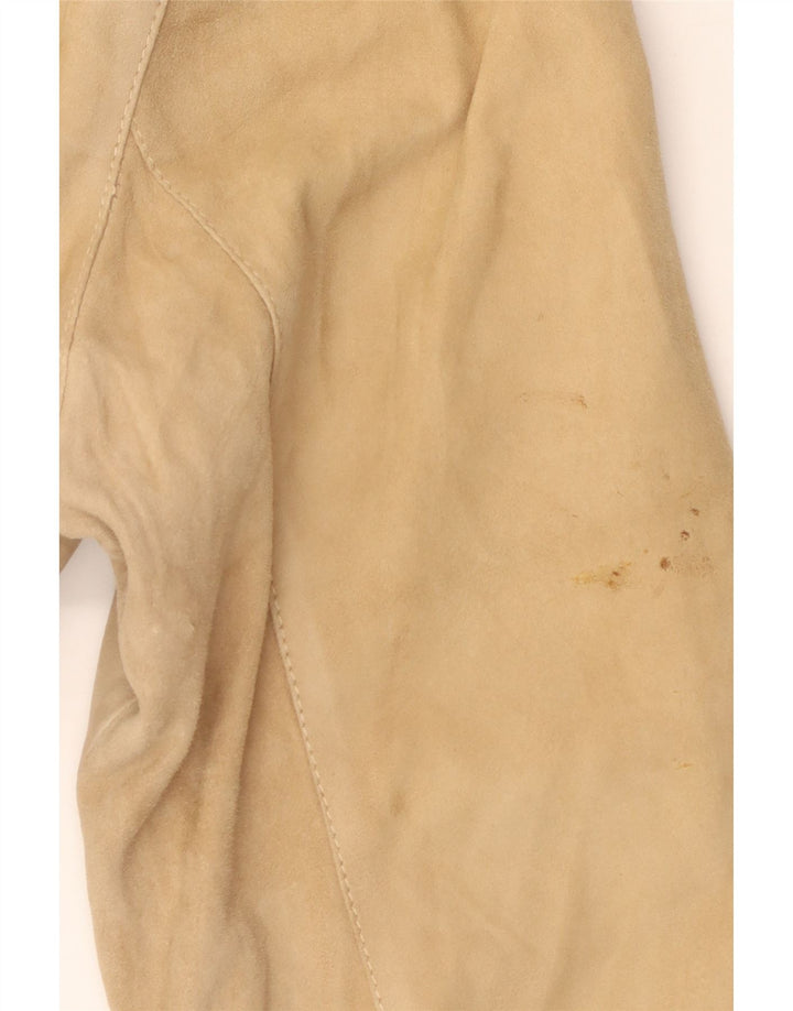 Pardesiu din piele intoarsa pentru femei VINTAGE IT 46 mare, bej, piele