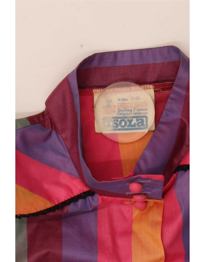 Bluză cămașă vintage cu mânecă scurtă pentru femei EU 38 Mediu, multicolore, în dungi