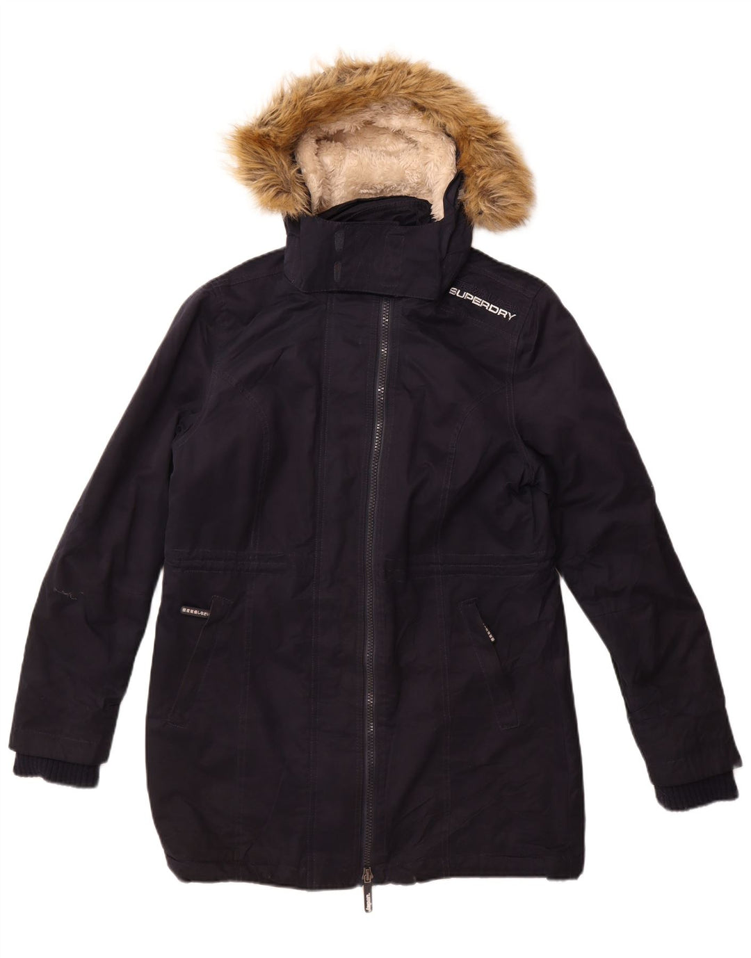 Jachetă parka cu glugă Superdry pentru femei UK 18 XL bleumarin poliester