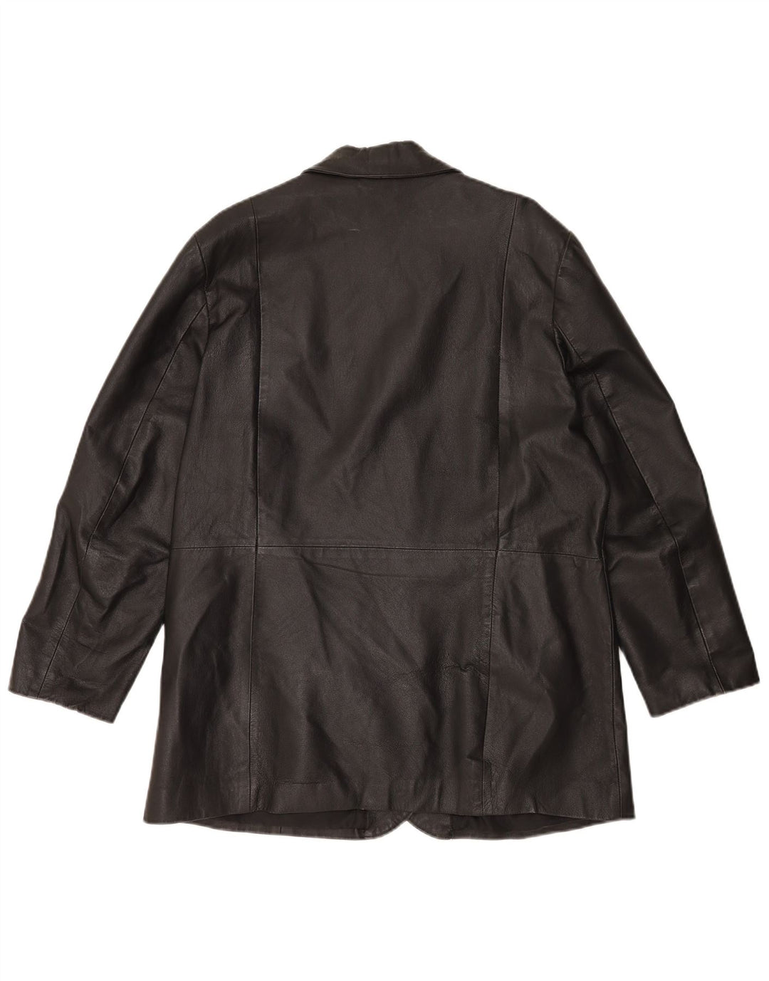 Jachetă vintage din piele cu 3 nasturi pentru femei UK 20 2XL din piele neagră
