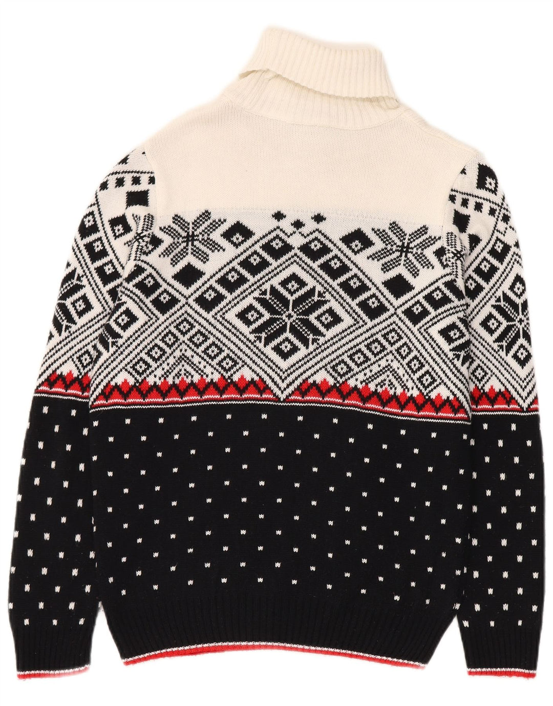 Pulover vintage pentru bărbați cu gât rulat, mic, negru, Fair Isle