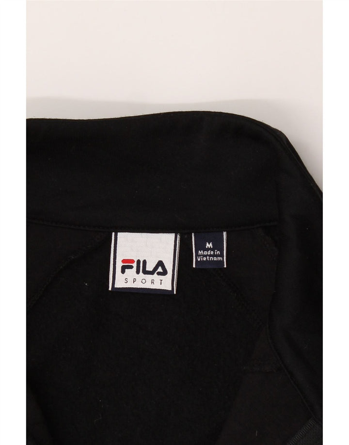 FILA Womens Tracksuit Top Jacket UK 12 Medium Black Polyester Vintage Fila and Second-Hand Fila from Messina Hembry 