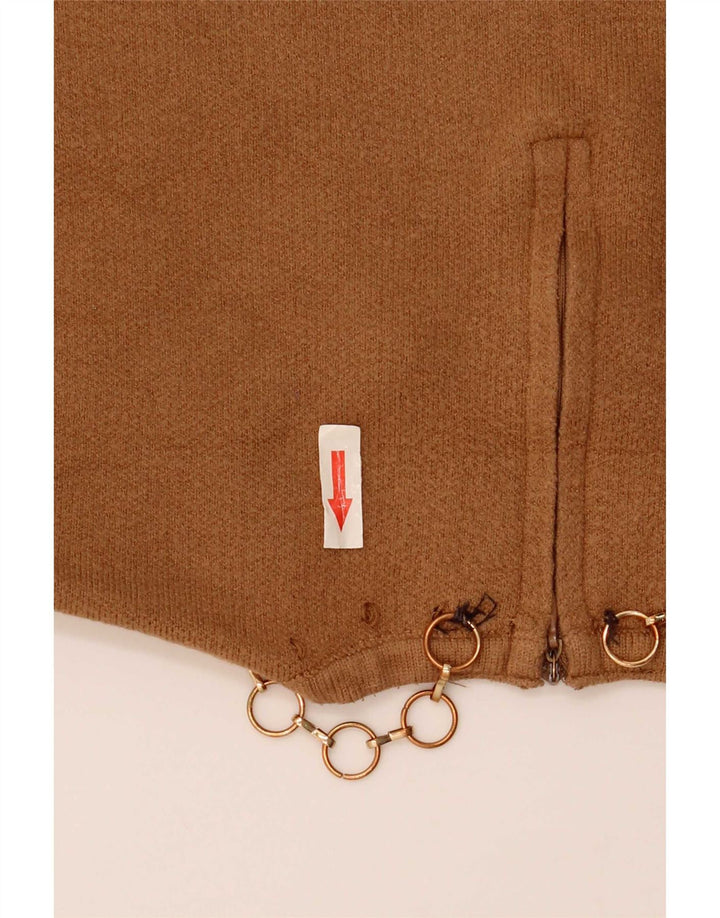Top crop cu mânecă scurtă pentru femei Zara UK 12 maro mediu