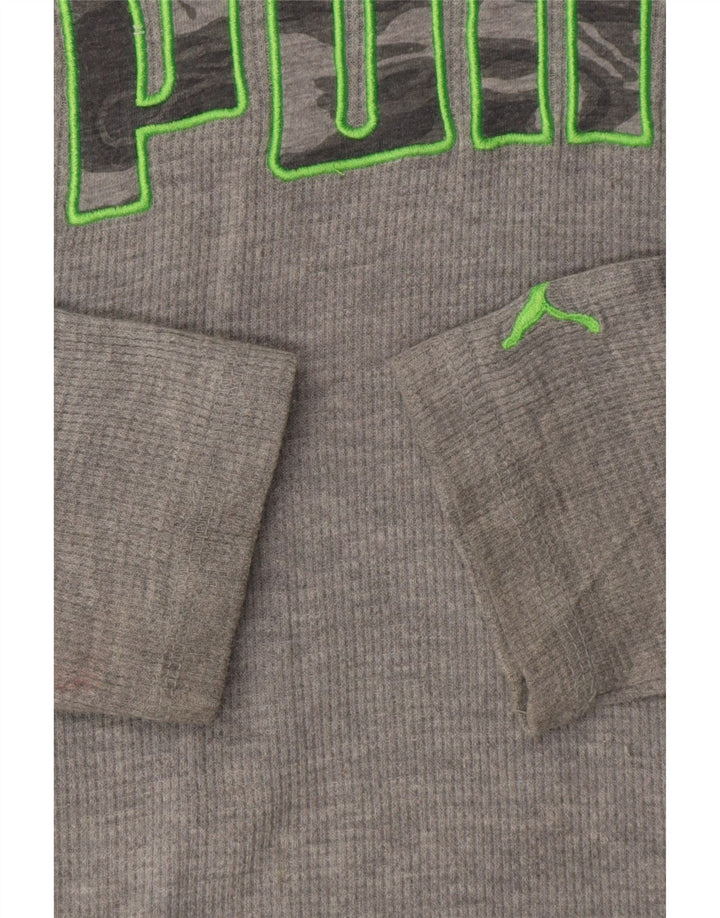PUMA Boys Hooded Graphic Top Long Sleeve 9-10 Years Medium  Grey Cotton Vintage Puma and Second-Hand Puma from Messina Hembry 