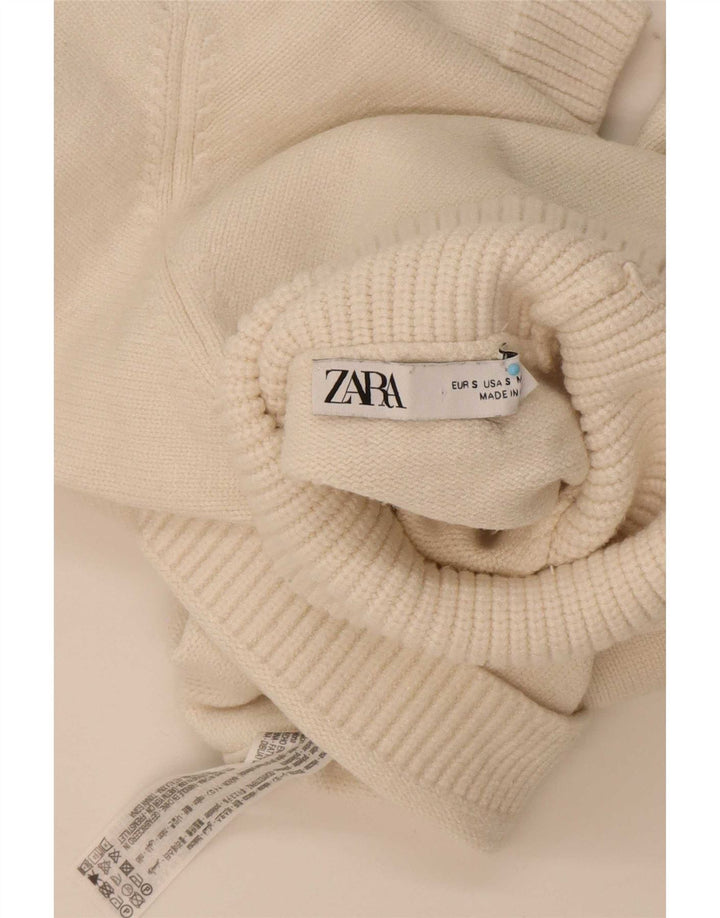 Pulover de damă Zara Crop oversized cu gât rulat, UK 10 Small Off White