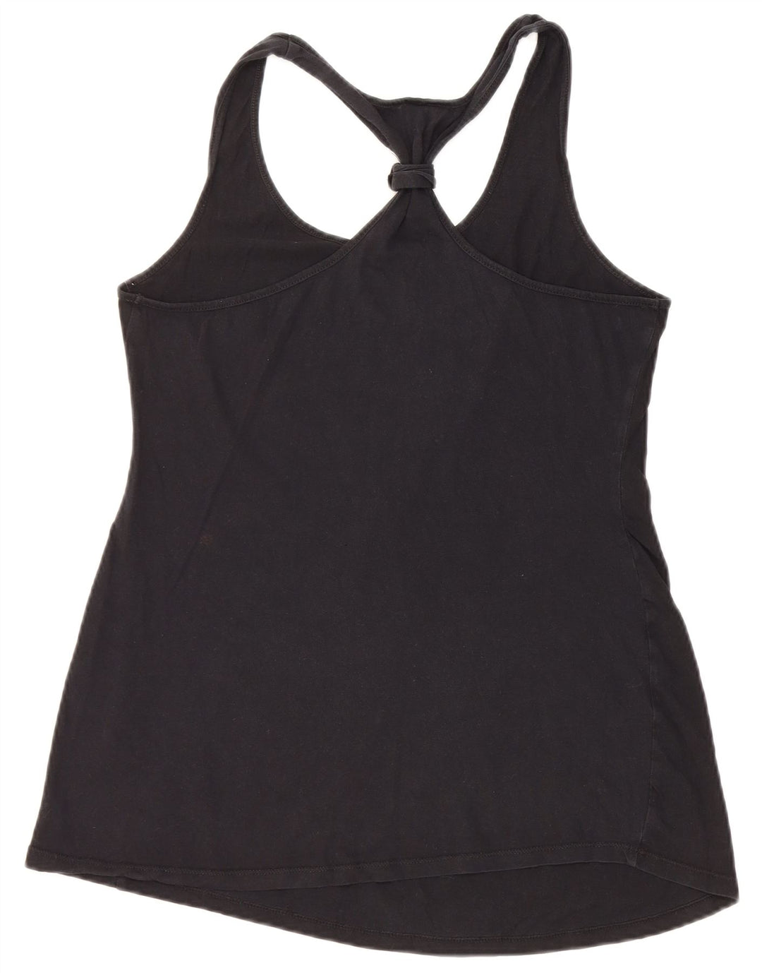 VINTAGE Femei Graphic Vest Vest Top UK 12 Medium Black Bumbac