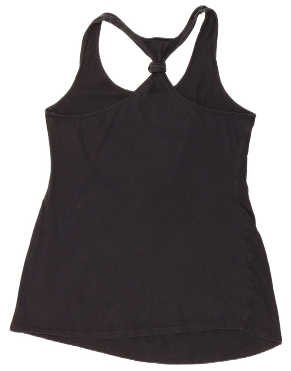 VINTAGE Femei Graphic Vest Vest Top UK 12 Medium Black Bumbac