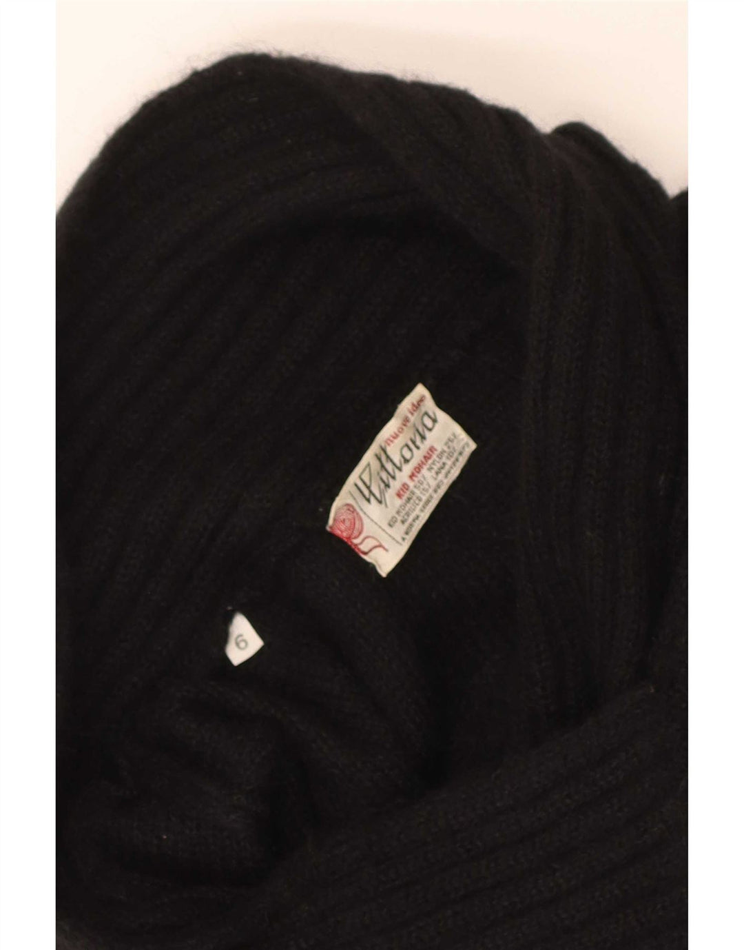 Pulover vintage pentru femei cu gâtul șal, mohair mediu negru US 6