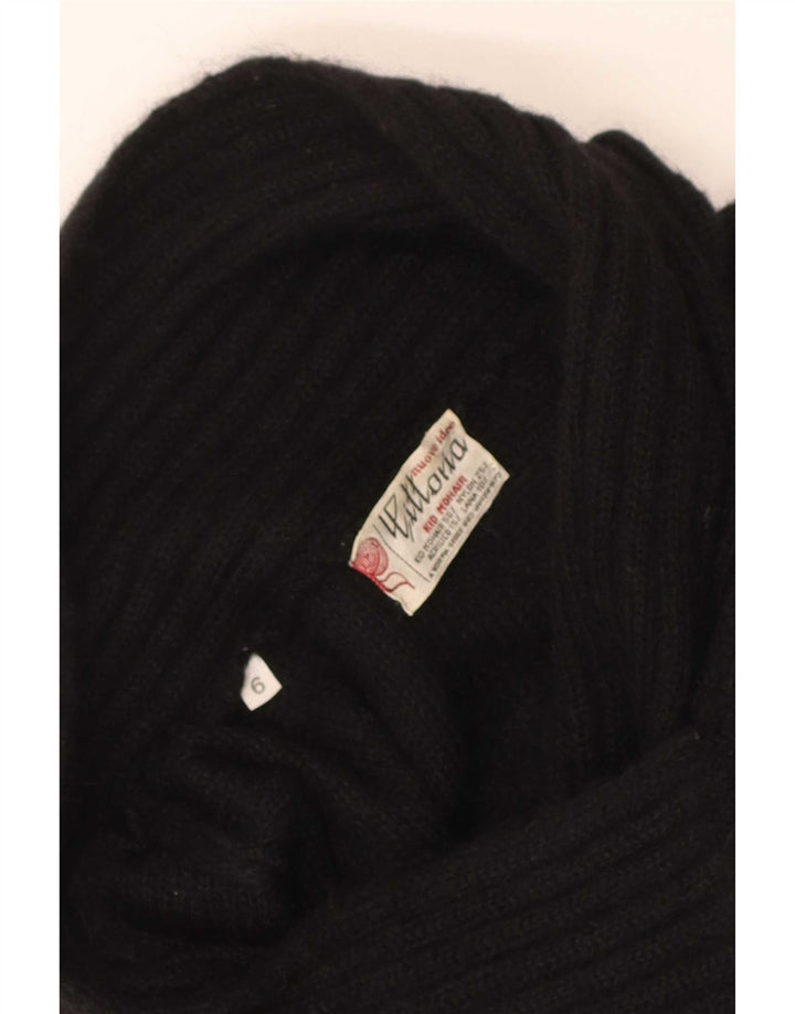 Pulover vintage pentru femei cu gâtul șal, mohair mediu negru US 6