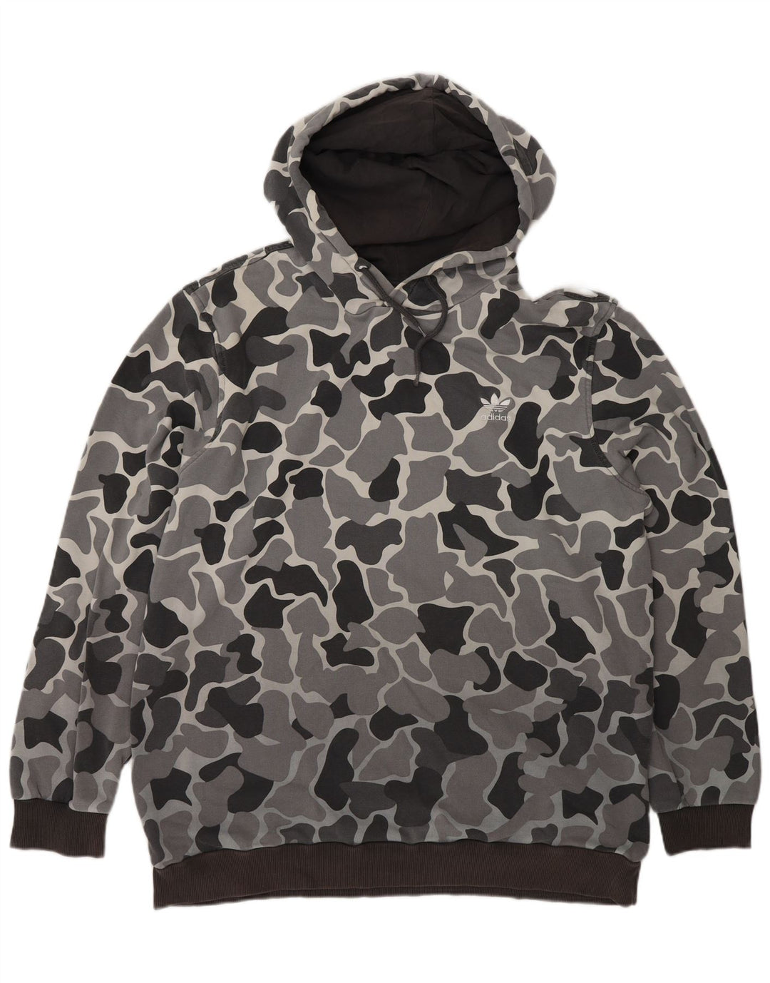 Pulover Adidas pentru bărbați cu glugă, camuflaj mare, gri