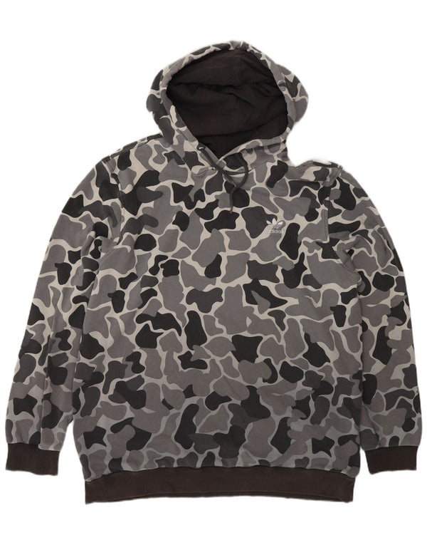 Pulover Adidas pentru bărbați cu glugă, camuflaj mare, gri