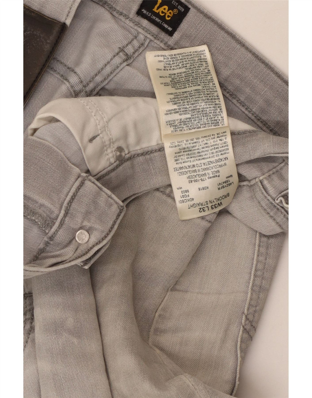 Blugi drepti pentru bărbați LEE W33 L32 gri